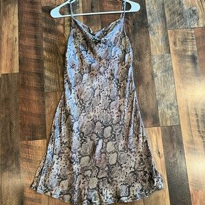 OLIVACEOUS snakeprint slip dress